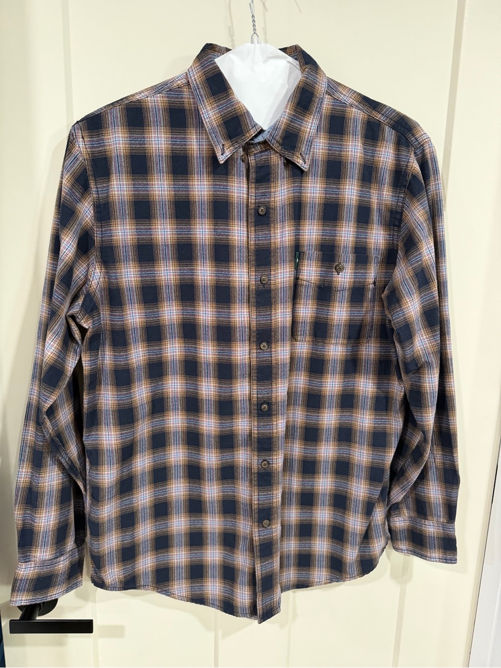 G.H. Bass & Co. Navy and Tan Plaid Button-Down Shirt